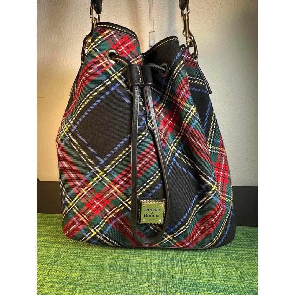 Dooney & Bourke Tartan Plaid Drawstring Bucket Bag - Picture 2 of 10